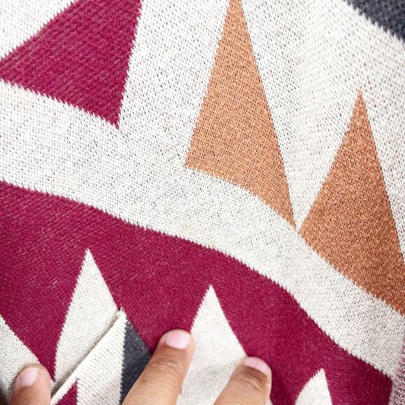 Billabong Boho Aztec Enchanted Days Hooded Cardigan Sweater‎ Poncho Size M - Picture 4 of 6